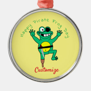 Fröhlicher Piratenfrosch-Tag Thunder_Cove Ornament Aus Metall
