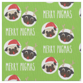 Fröhlicher Pugmas Mops Sankt und Ren V2 Stoff (Nahaufnahme)