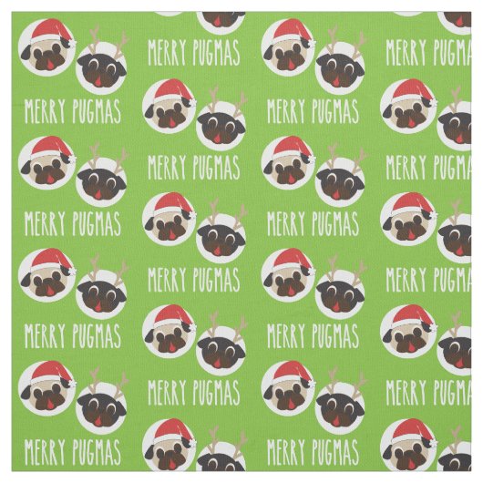 Fröhlicher Pugmas Mops Sankt und Ren V2 Stoff (Muster)
