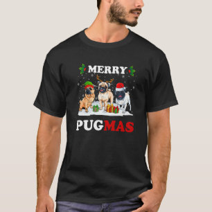 Fröhlicher Pugmas Weihnachtsmann Elf Rentier Pug H T-Shirt