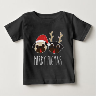 Fröhlicher Pugmas Weihnachtssankt-Mops-Ren-Mops Baby T-shirt
