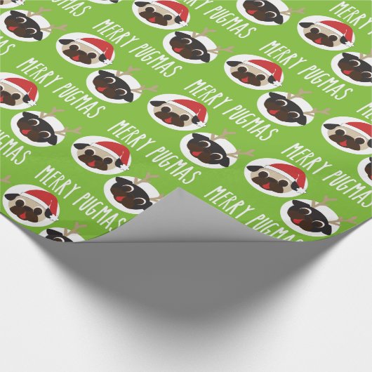 Fröhlicher Pugmas Weihnachtssankt-Mops-Ren-Mops Geschenkpapier (Ecke)