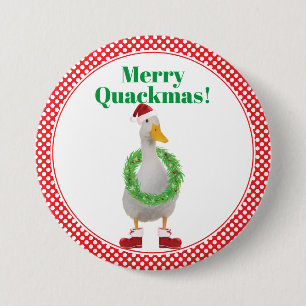 Fröhlicher Quackmas Santa-Ente-Button Button