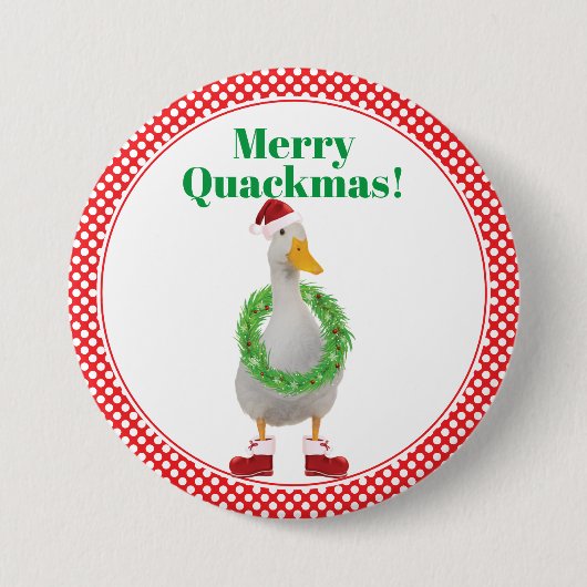 Fröhlicher Quackmas Santa-Ente-Button Button (Vorderseite)