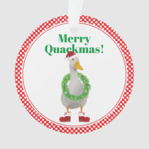 Fröhlicher Quackmas Santa-Ente-Button Ornament