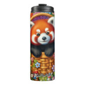 Fröhlicher Red Panda in Basket Thermosbecher (Vorderseite)