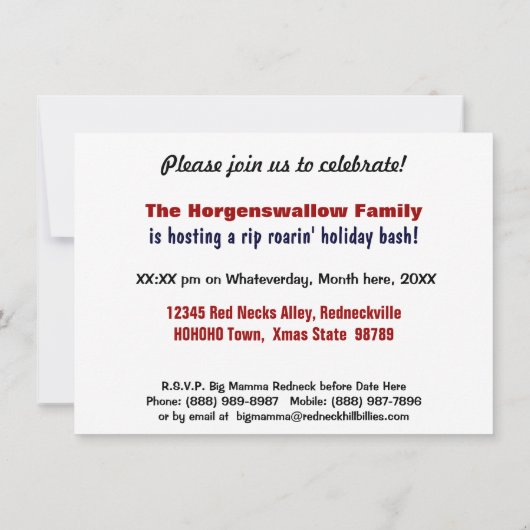 Fröhlicher Redneck Weihnachten!Party Einladung (Rückseite)