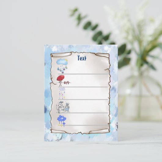 Fröhlicher Regen Postkarte (Stehend Vorderseite)