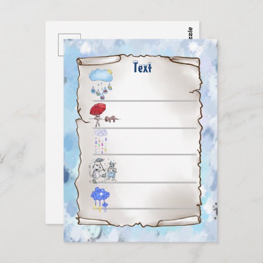 Fröhlicher Regen Postkarte (Vorne/Hinten)