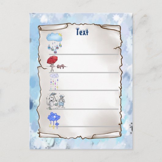 Fröhlicher Regen Postkarte (Vorderseite)