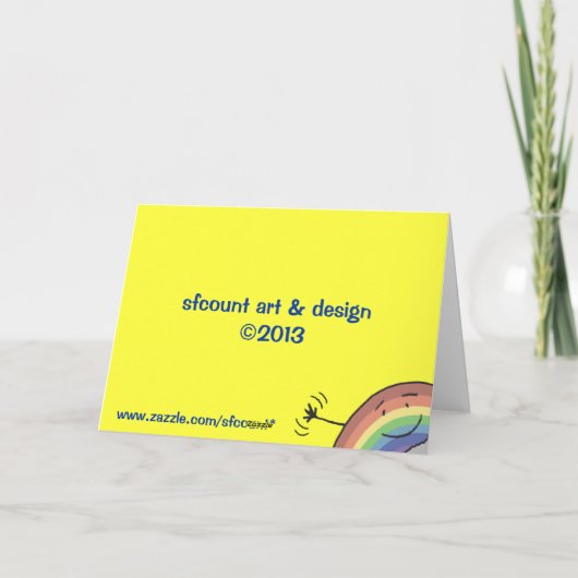 Fröhlicher Regenbogen hinter einer Cloud-Ermutigun Karte (Rückseite)