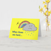 Fröhlicher Regenbogen hinter einer Cloud-Ermutigun Karte (Gelbe Blume)