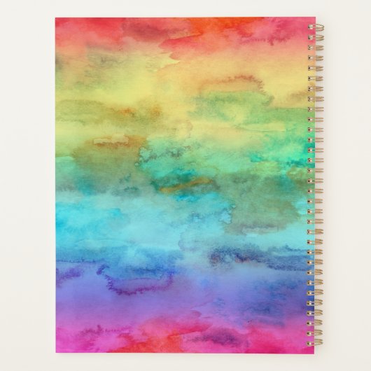 Fröhlicher Regenbogen-Wasserfarbenplaner Planer (Rückseite)