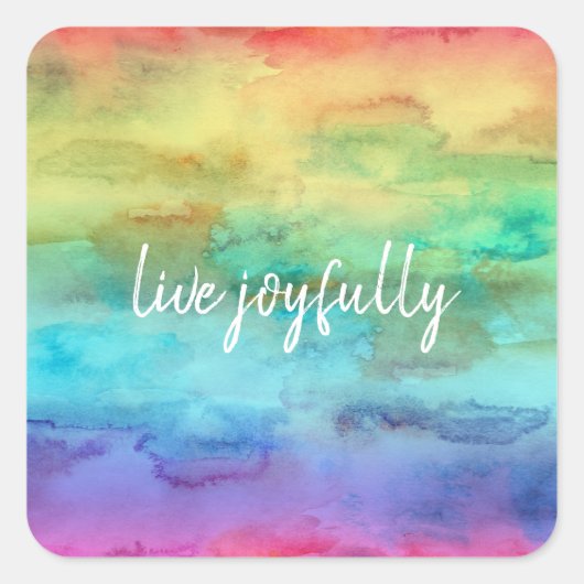 Fröhlicher Regenbogen-Wasserfarbenplaner Quadratischer Aufkleber (Vorderseite)