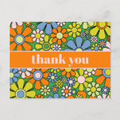 Fröhlicher Retro 60er Floral Vielen Dank Postkarte (Vorderseite)