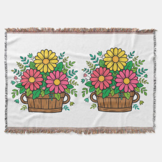 Fröhlicher Retro-Blumen-Holzpflanzkübel Decke