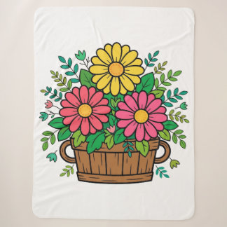 Fröhlicher Retro-Blumen-Holzpflanzkübel Sherpadecke