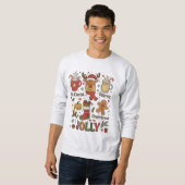 Fröhlicher Retro-Weihnachts-Cartoon Sweatshirt (Vorne ganz)