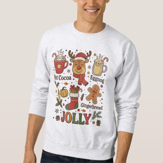 Fröhlicher Retro-Weihnachts-Cartoon Sweatshirt (Vorderseite)