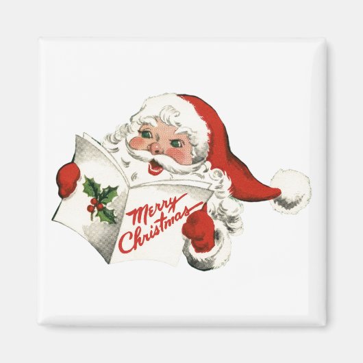 Fröhlicher Retro-Weihnachtsmann Magnet (Vorne)