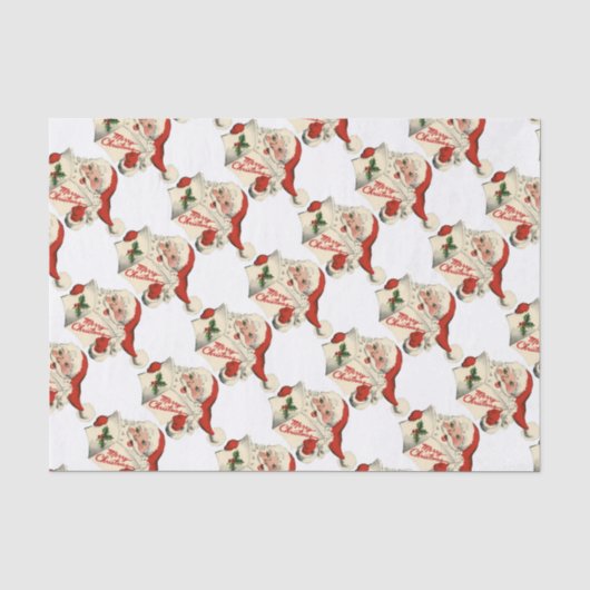 Fröhlicher Retro-Weihnachtsmann Seidenpapier (Vorderseite)