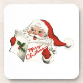 Fröhlicher Retro-Weihnachtsmann Untersetzer (Vorderseite)