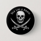 Fröhlicher Roger Piratentag Button (Vorderseite)