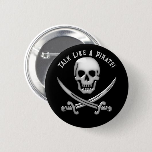 Fröhlicher Roger Piratentag Button (Vorne & Hinten)