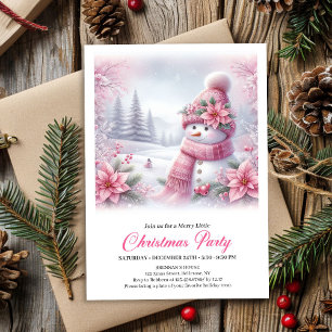 Fröhlicher Rosa Schneemann Editierbare Weihnachts- Einladung