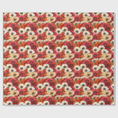 Fröhlicher roter Blumenmohn-Teppich Geschenkpapier (Flach)