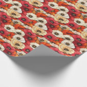 Fröhlicher roter Blumenmohn-Teppich Geschenkpapier (Ecke)