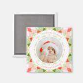 Fröhlicher Roter Grüner Weihnachtsstern Foto Erinn Magnet (Vorderseite/Rückseite)