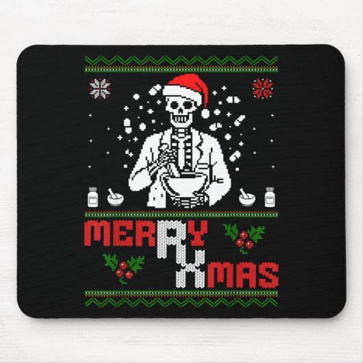 Fröhlicher Rx Mas Skelett Apotheker Apotheken Tech Mousepad (Vorne)