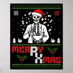 Fröhlicher Rx-Mas-Skelett-Apotheker Apotheken-Tech Poster