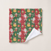 Fröhlicher Santa und Elfen Badhandtuch Set (Waschlappen)