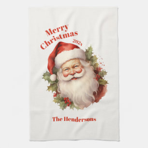 Fröhlicher Santa Vintage-Weihnachten Geschirrtuch
