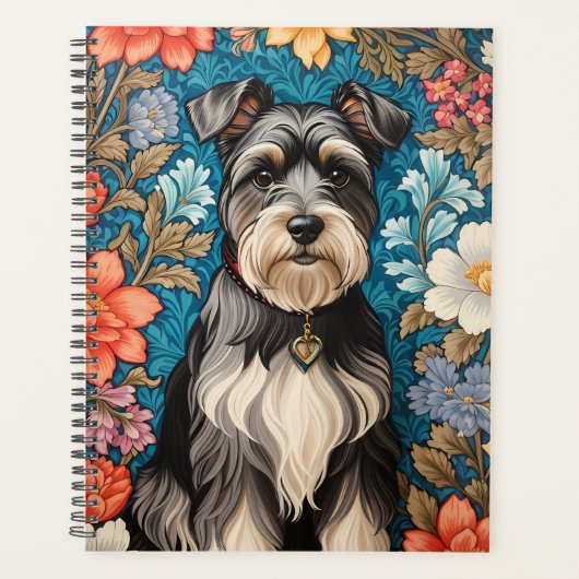 Fröhlicher Schnauzer William Morris Inspirierter B Planer (Vorderseite)