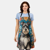 Fröhlicher Schnauzer William Morris Inspirierter B Schürze (Getragen)