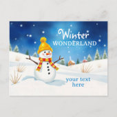 Fröhlicher Schneemann - Abendstimmung im Schnee | Postkarte (Vorderseite)