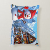 fröhlicher Schneemann Dekokissen (Rückseite(Vertikal))