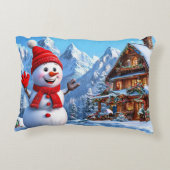 fröhlicher Schneemann Dekokissen (Rückseite)