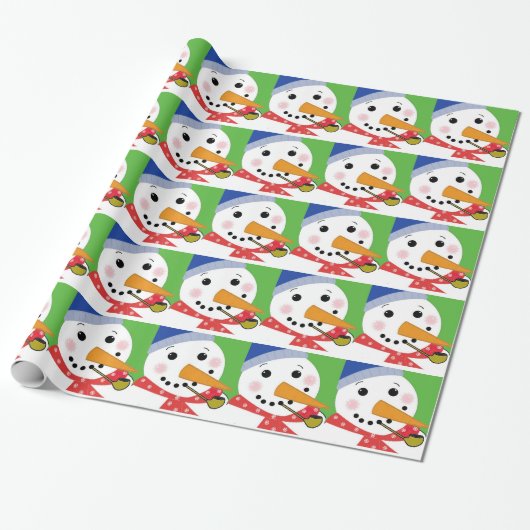Fröhlicher Schneemann Geschenkpapier (Ungerollt)