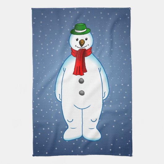 Fröhlicher Schneemann Geschirrtuch (Vertikal)