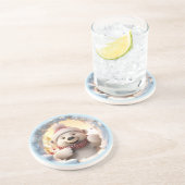 fröhlicher Schneemann Getränkeuntersetzer (Seite)