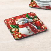 fröhlicher Schneemann Getränkeuntersetzer (Linke Seite)