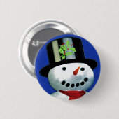 fröhlicher Schneemann im Oberhut Button (Vorne & Hinten)
