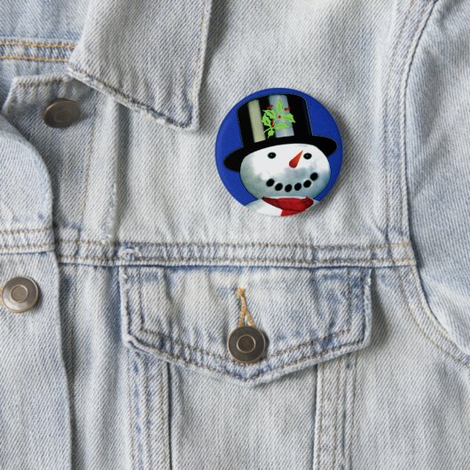 fröhlicher Schneemann im Oberhut Button (Beispiel)