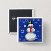 fröhlicher Schneemann im Oberhut Button (Vorne & Hinten)