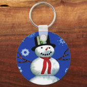 fröhlicher Schneemann im Oberhut Schlüsselanhänger (Vorderseite)