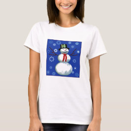 fröhlicher Schneemann im Oberhut T-Shirt